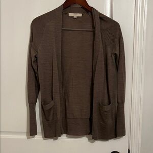 LOFT Women's Taupe Cardigan Sweater